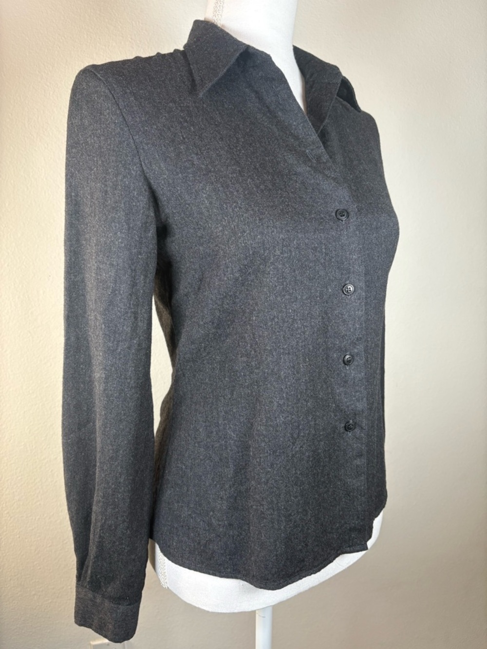 miu miu charcoal wool tailored button up blouse italy - Picture 3 of 15